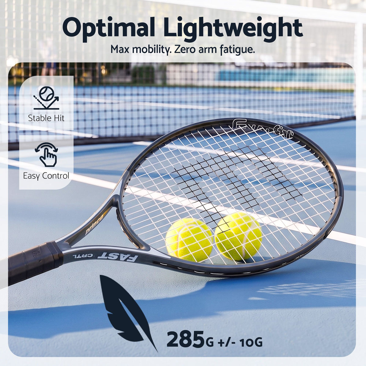 Everfit Tennis Racket Set Lightweight Cushioned Grip 27 Inch 2 Pack Black