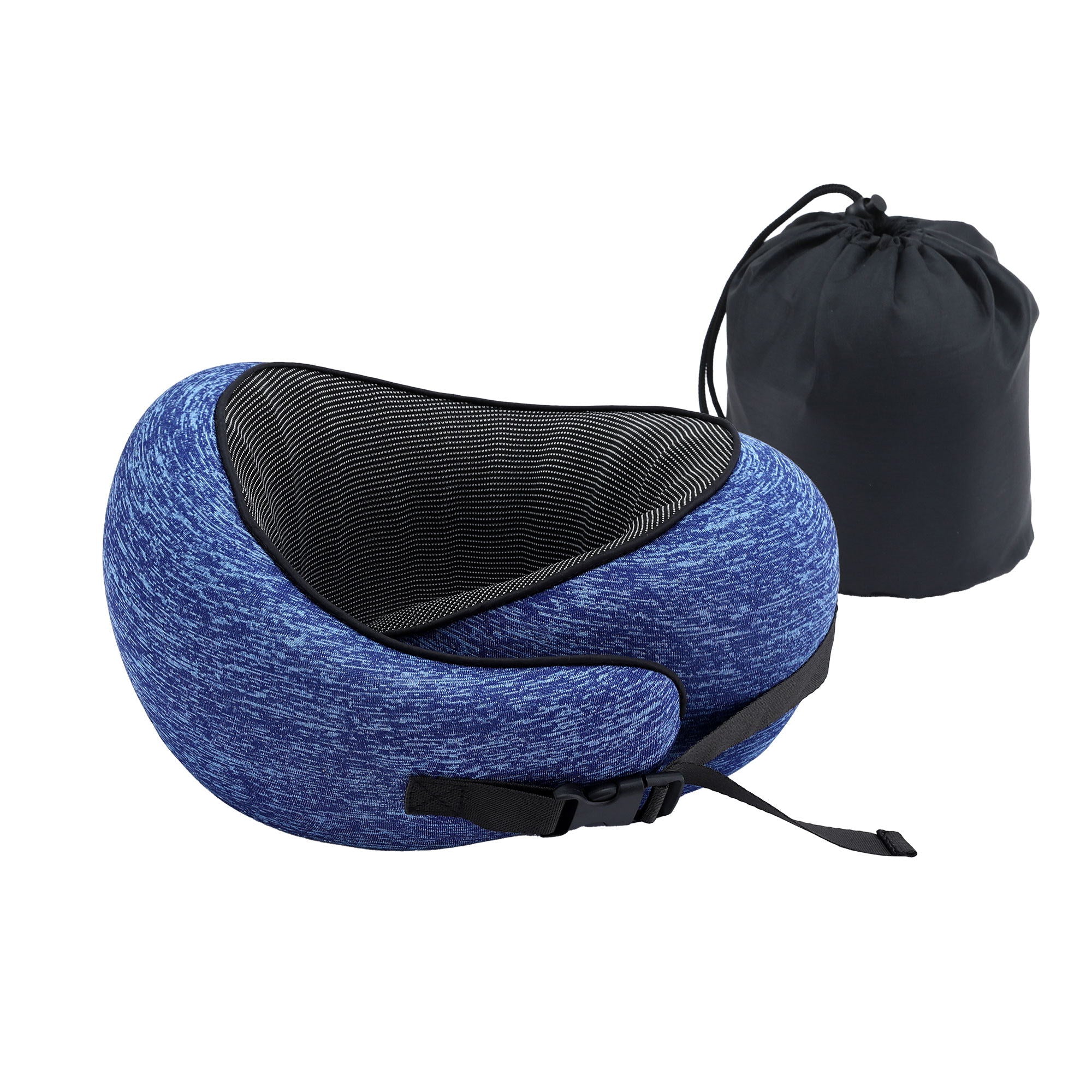 Wanderlite Travel Pillows for Airplanes Ergonomic Memory Foam Neck Pillow Blue