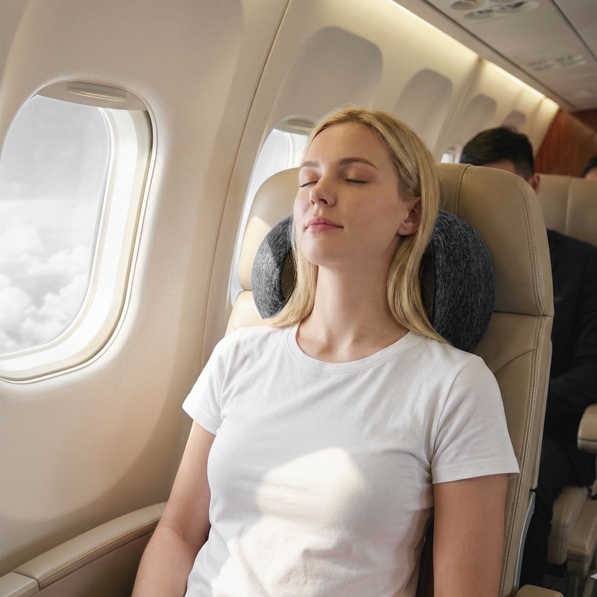 Wanderlite Travel Pillows for Airplanes Ergonomic Memory Foam Neck Pillow Dark Grey