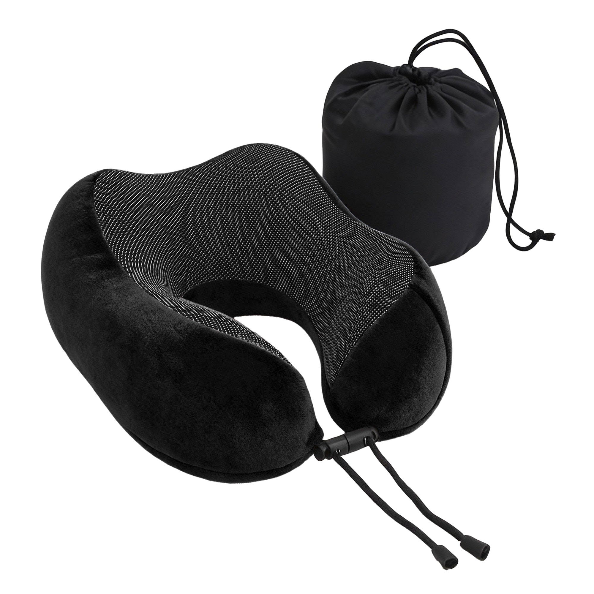 Wanderlite Travel Pillow for Airplanes Memory Foam Neck Pillows for Traveling Black