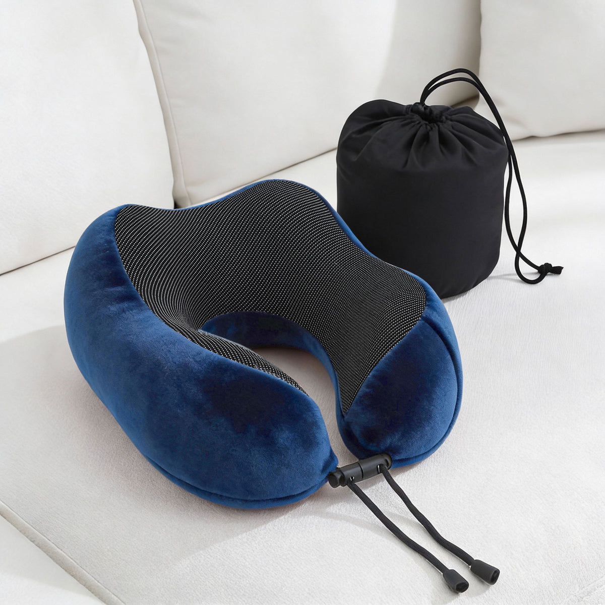 Wanderlite Travel Pillow for Airplanes Memory Foam Neck Pillows for Traveling Blue