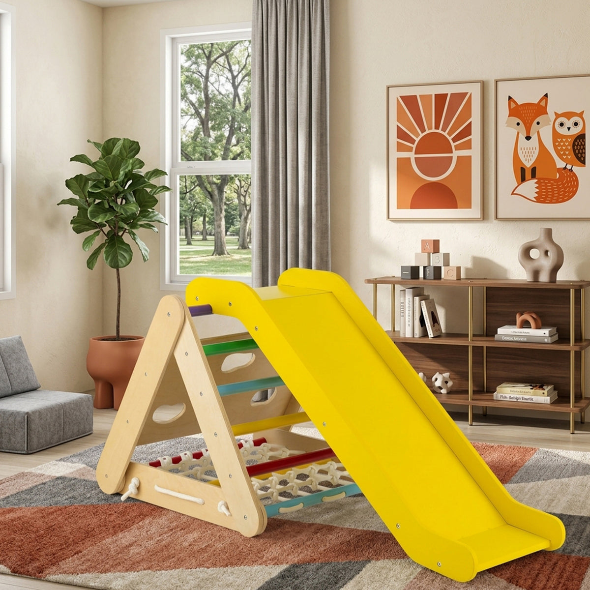 4 in 1 Toddler Climbing Toys with 3 Sided Triangle Climber Multicolour Kids