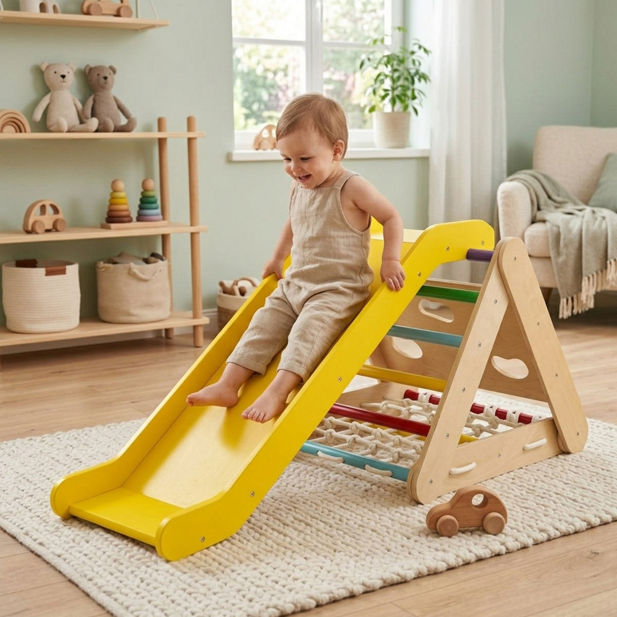 4 in 1 Toddler Climbing Toys with 3 Sided Triangle Climber Multicolour Kids