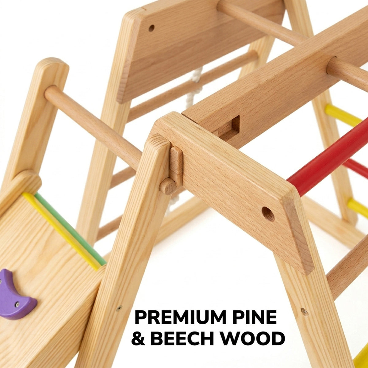 8 in 1 Wooden Jungle Gym Playset with Monkey Bars Climbing Ladder Multicolour