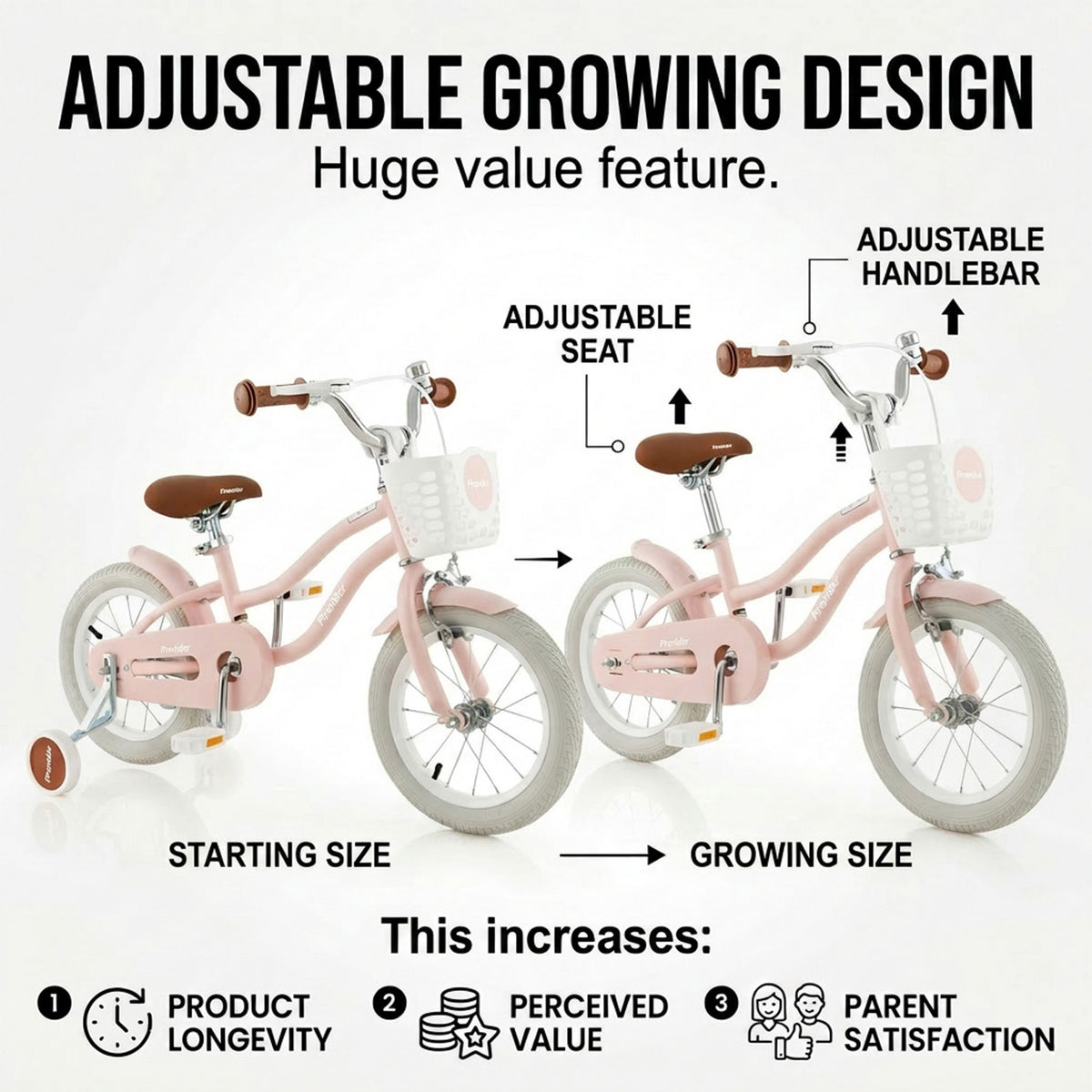Kids Bike with Front Handbrake and Rear Coaster Brake Toddler Ride Toy