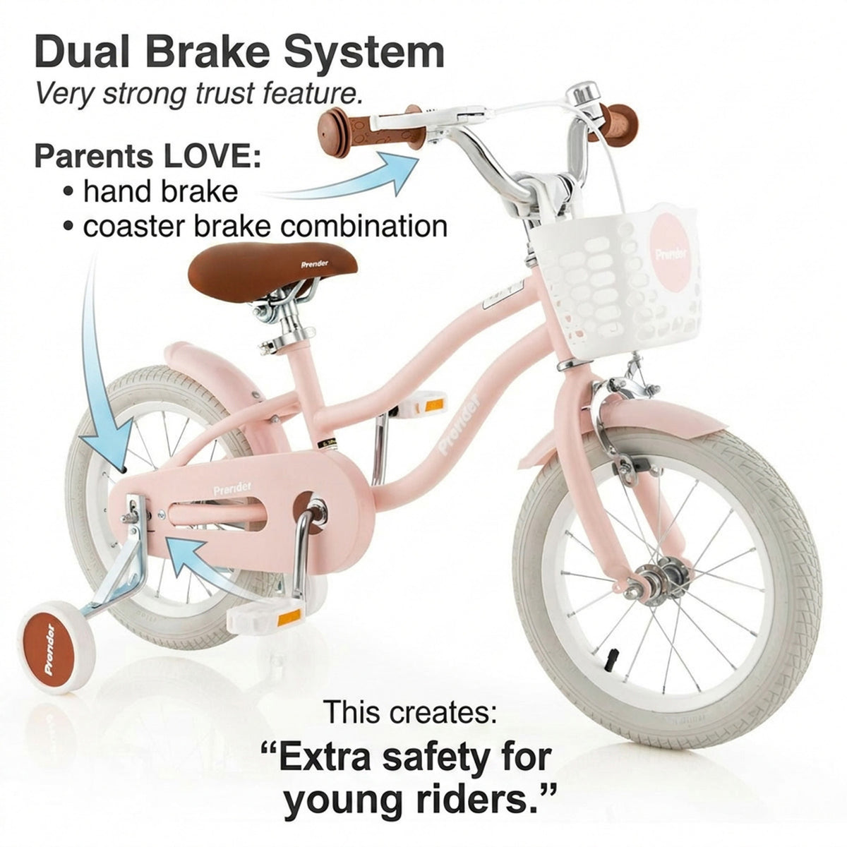 Kids Bike with Front Handbrake and Rear Coaster Brake Toddler Ride Toy