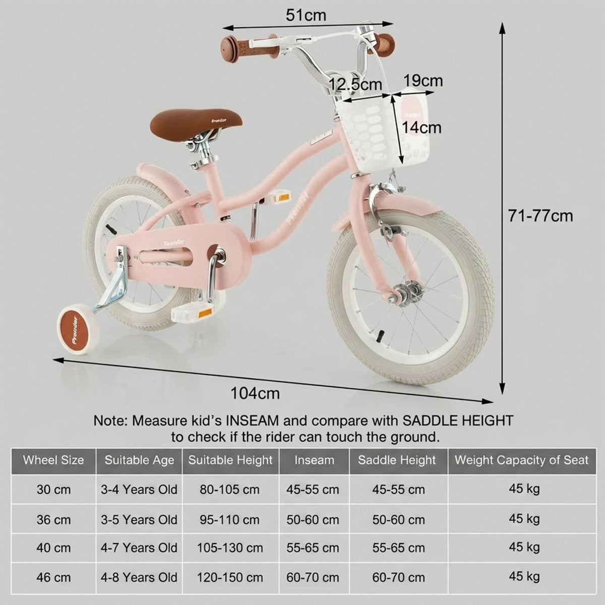 Kids Bike with Front Handbrake and Rear Coaster Brake Toddler Ride Toy