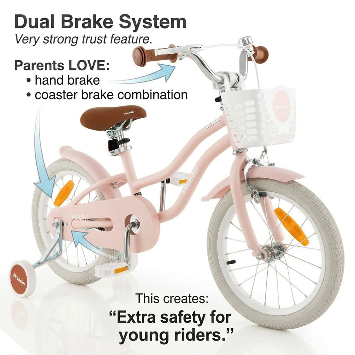 Kids Bike with Front Handbrake and Rear Coaster Brake Toddler Ride Toy