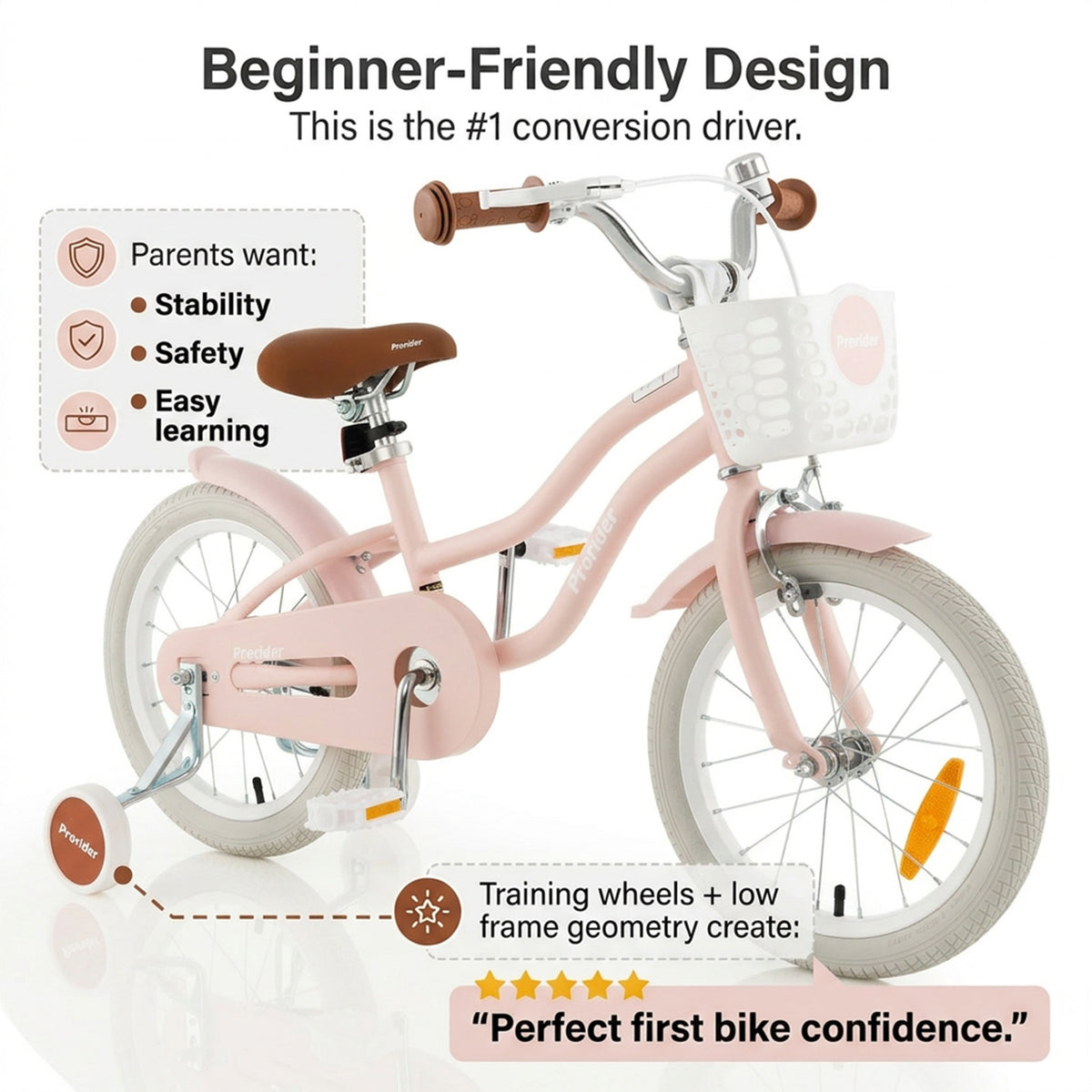 Kids Bike with Front Handbrake and Rear Coaster Brake Toddler Ride Toy