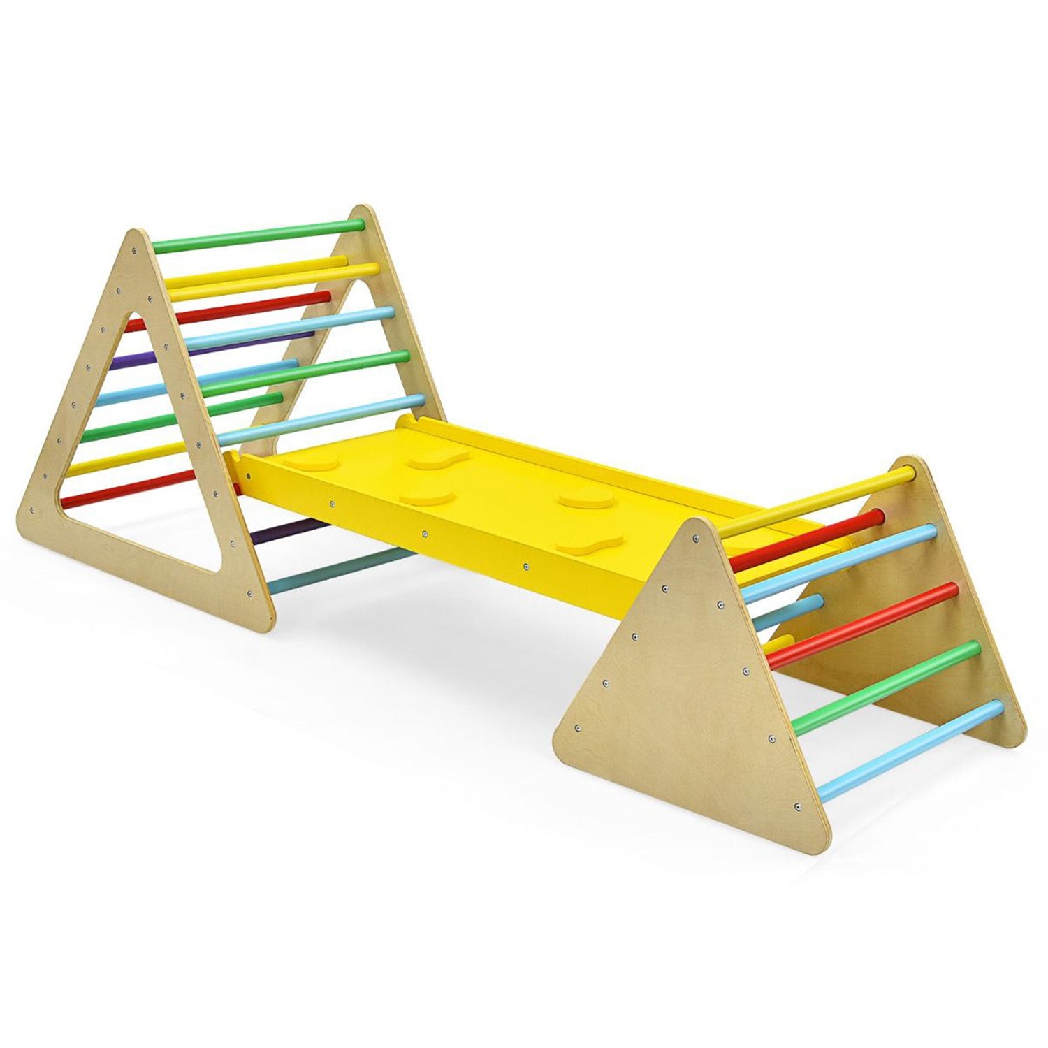 3 in 1 Climbing Toy Set with 2 Triangle Ladders and Ramp Toddler Play Gym