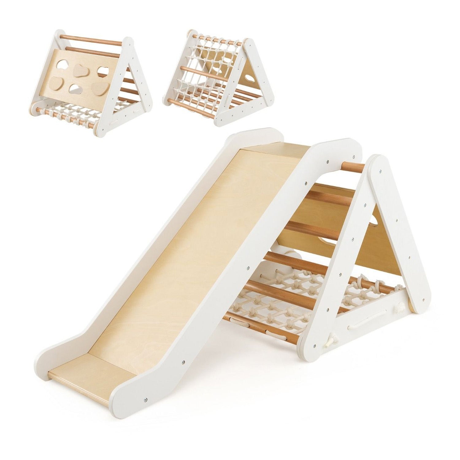 4 in 1 Toddler Climbing Toys with 3 Sided Triangle Climber Indoor Play Gym