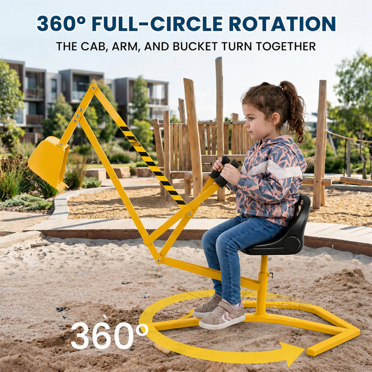 Kids Sandbox Digger Toy 360 Rotating Ride On Excavator Sand Toy 3+ Years