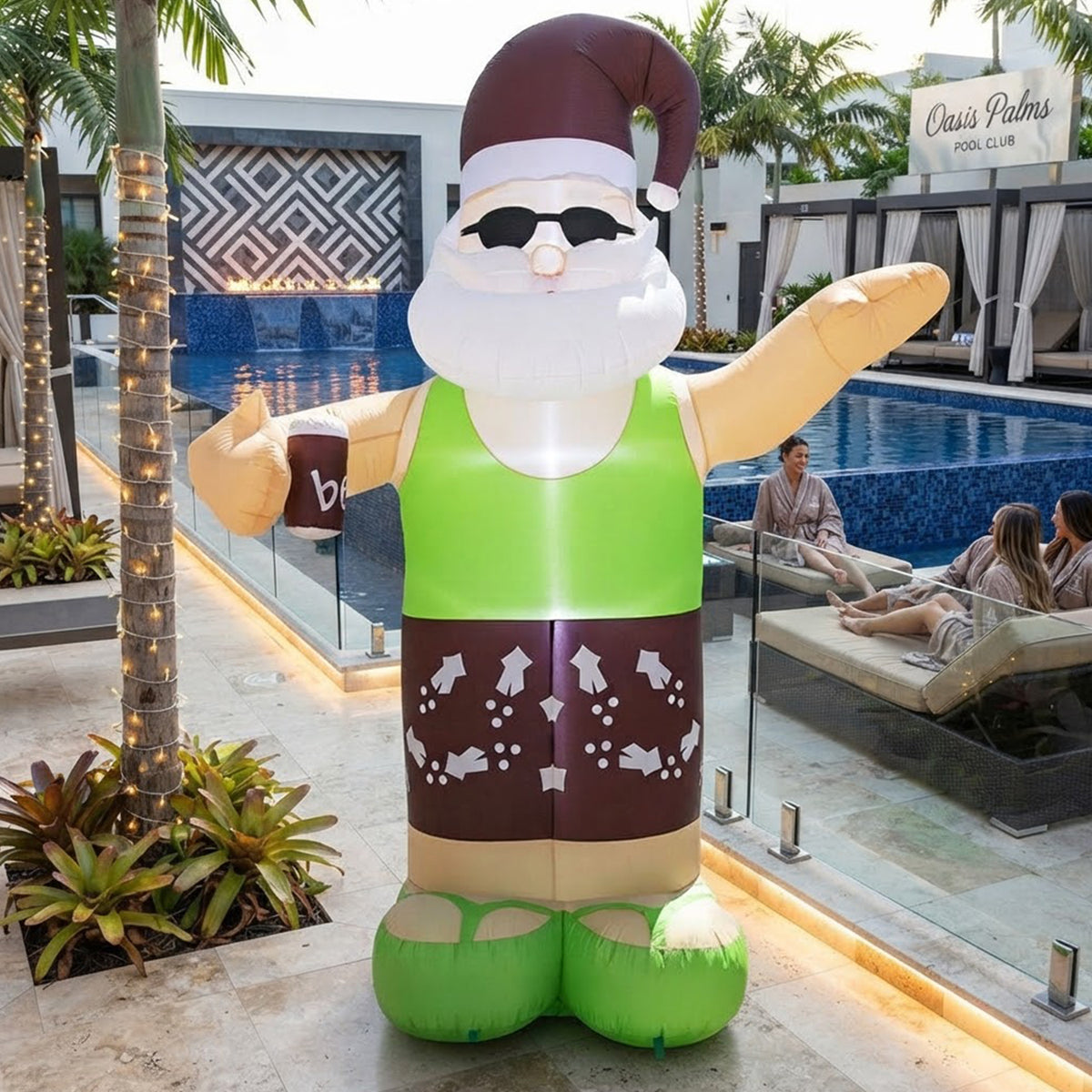 Inflatable Tropical Santa on Beach 250cm Christmas Decor Built-in LED Outdoor