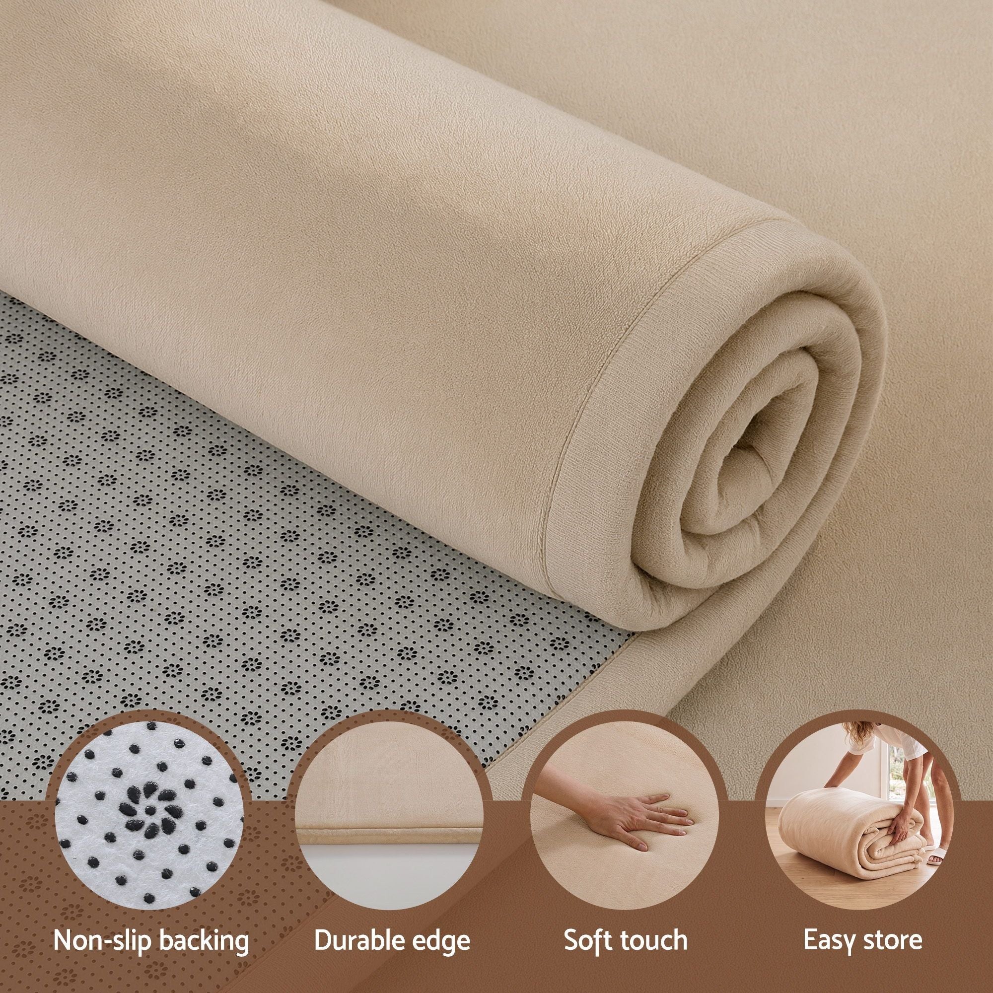 Artiss 3cm Tatami Mat Floor Mattress Futon Rug Living Room Beige