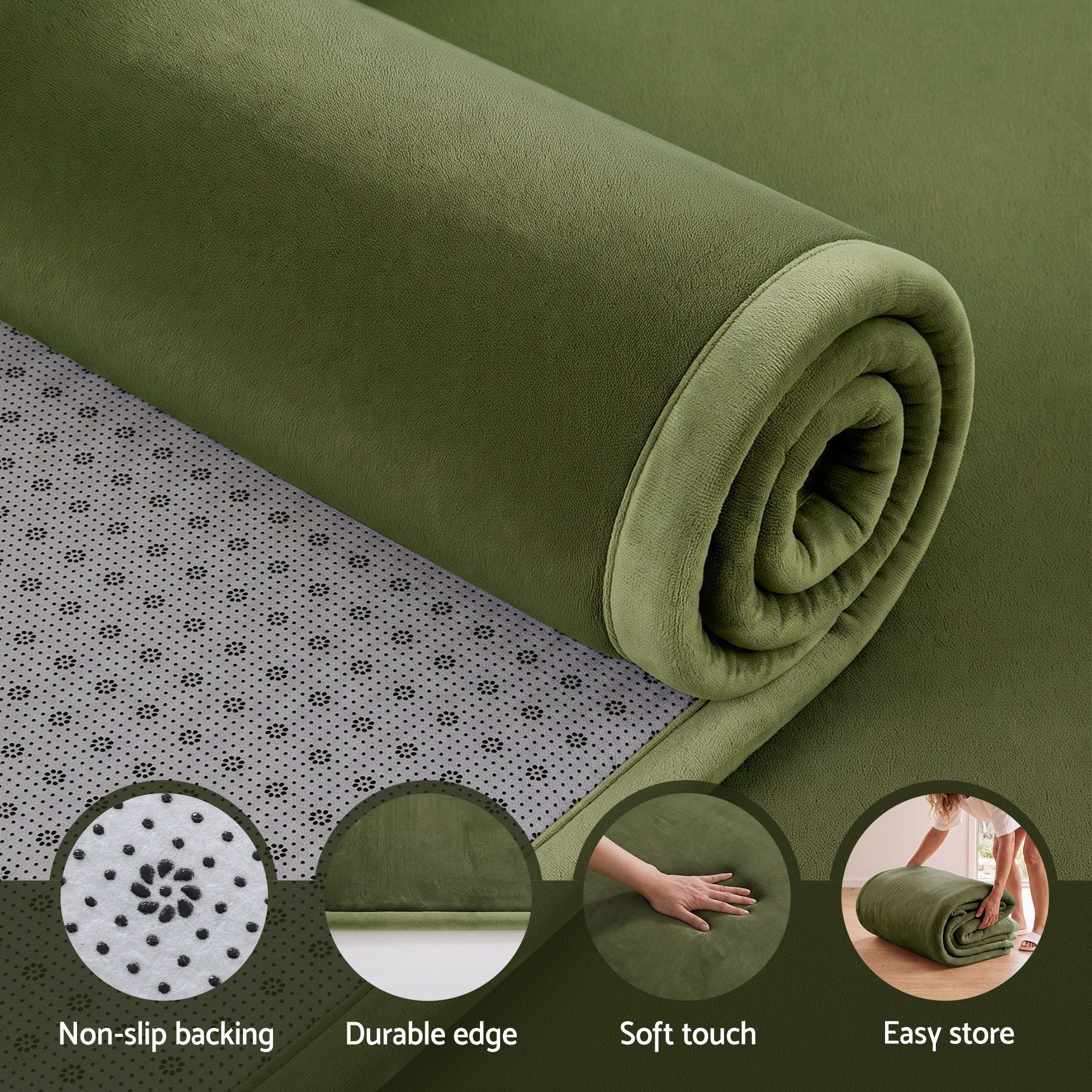Artiss Tatami Mat Mattress 3cm Thick Futon Mattresses Mellow Mat Rugs Green