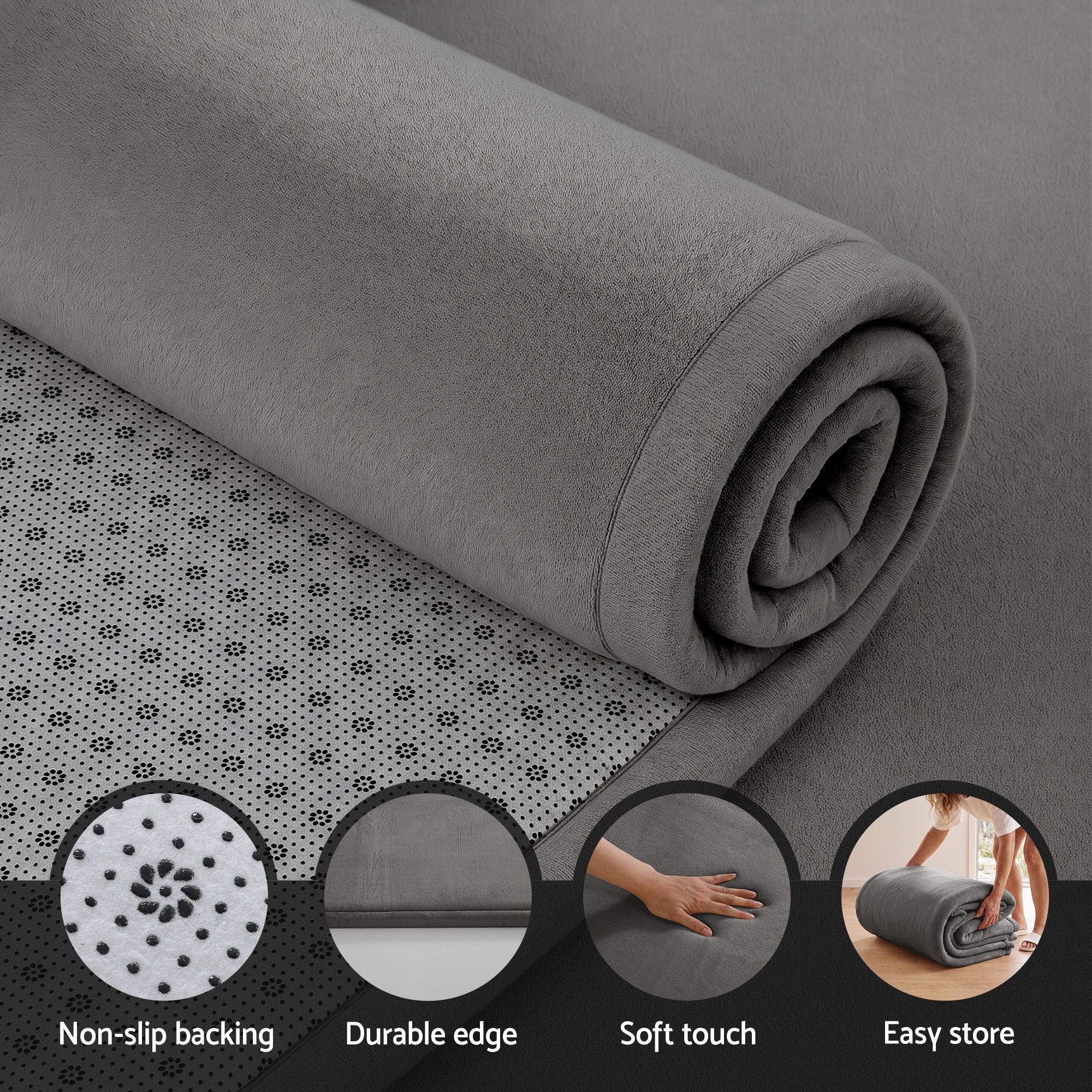 Artiss 3cm Tatami Mat Floor Mattress Futon Rug Living Room Grey