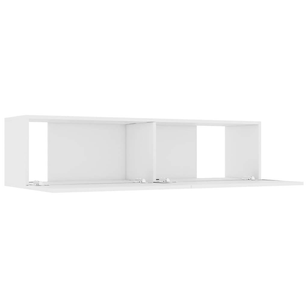 TV Cabinet Wall Mounted 120x30x30cm 2 Compartment Storage Unit White