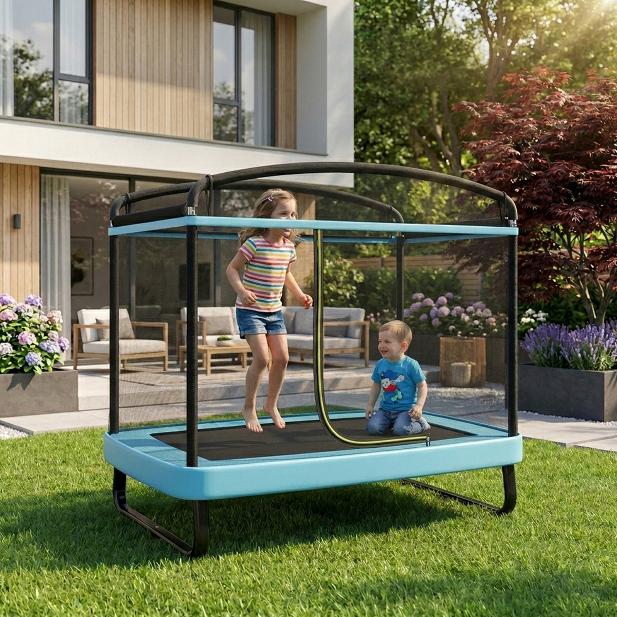 Sturdy Recreational Trampoline with Swing for Kids Outdoor Play Toy Fun