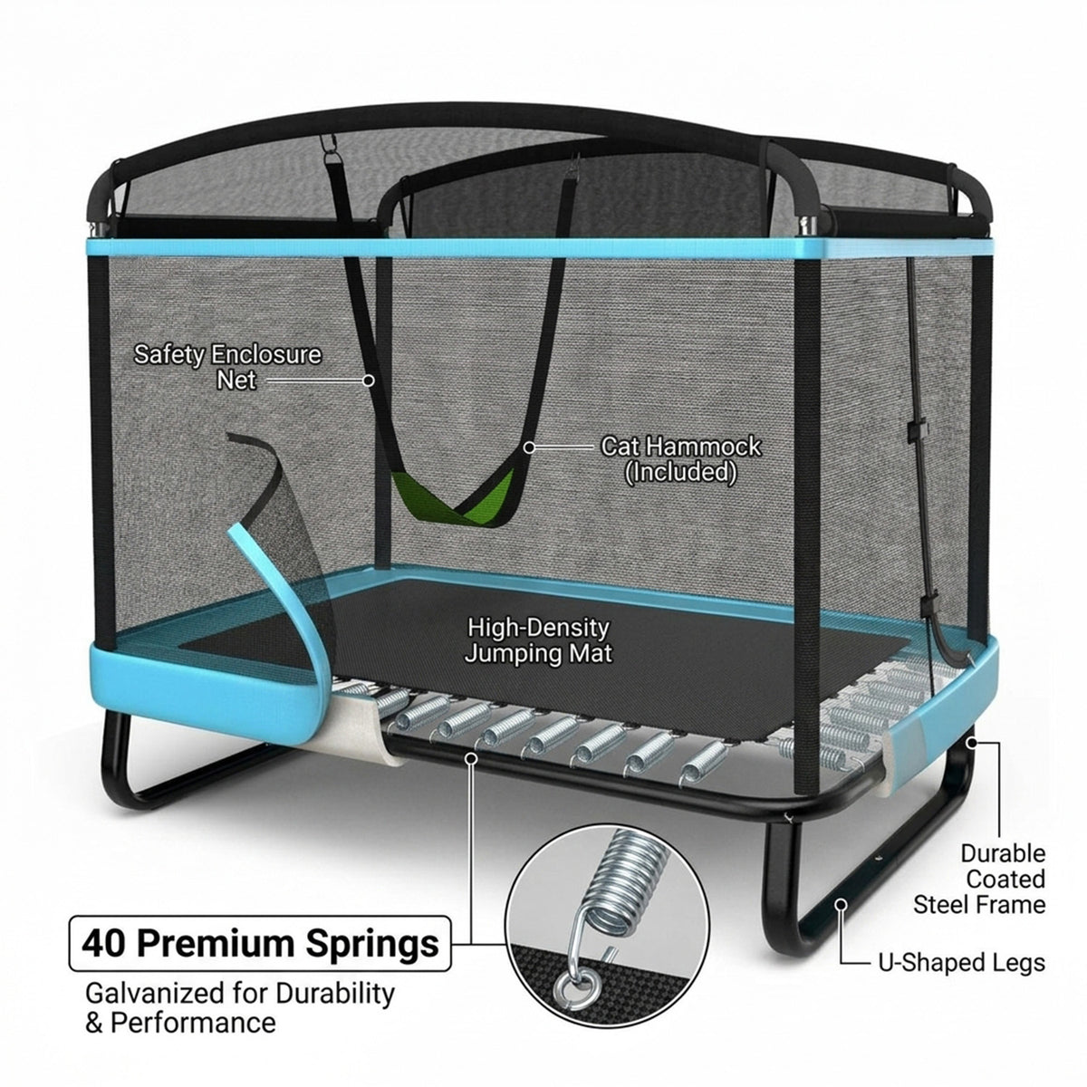 Sturdy Recreational Trampoline with Swing for Kids Outdoor Play Toy Fun