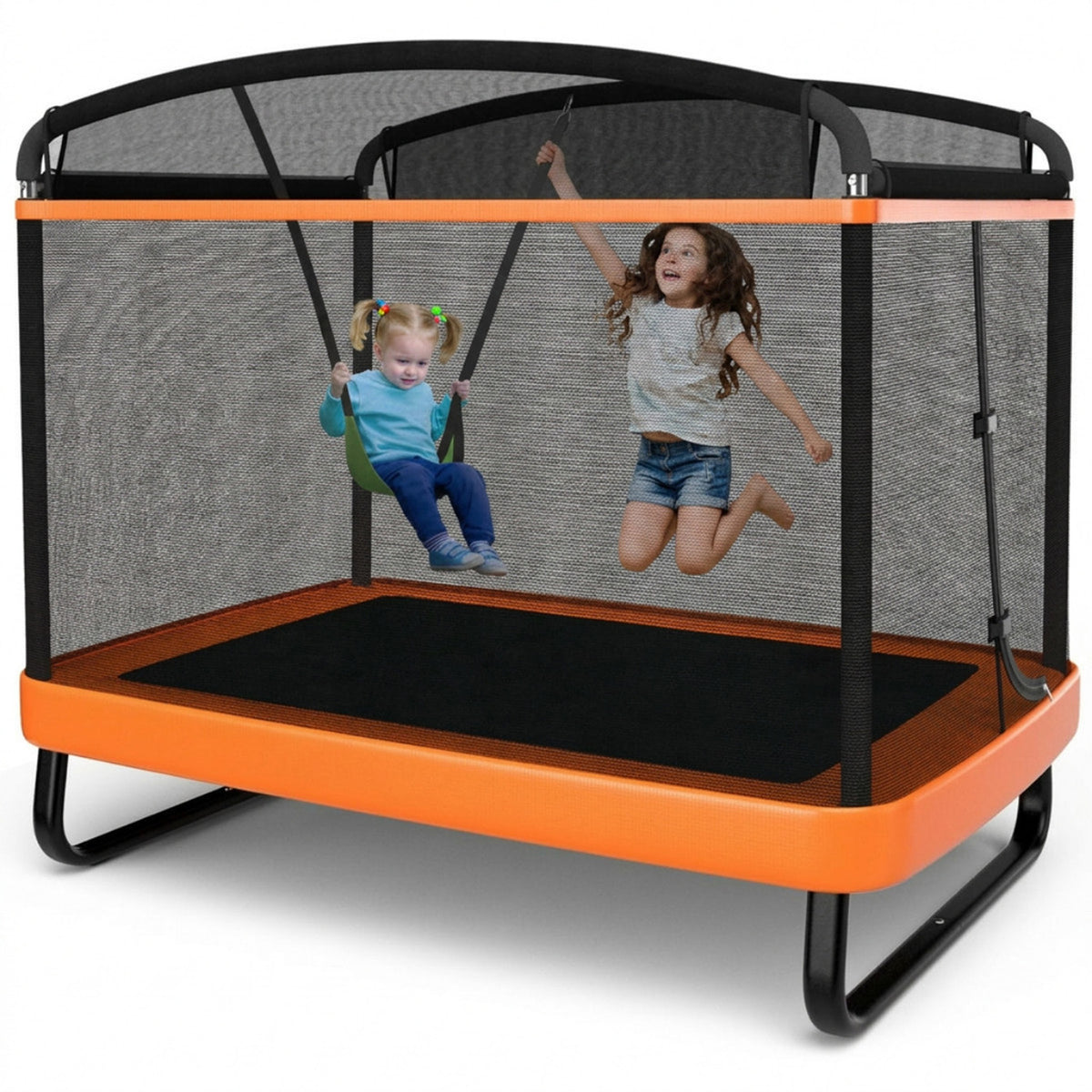 Sturdy Recreational Trampoline with Swing for Kids Outdoor Play Toy Fun