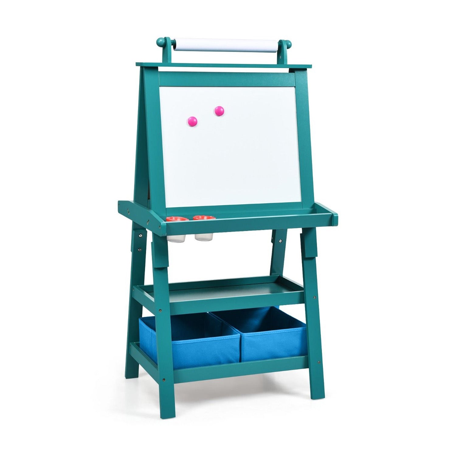 Children's Double Sided Easel with Whiteboard and Chalkboard Toy Art Set