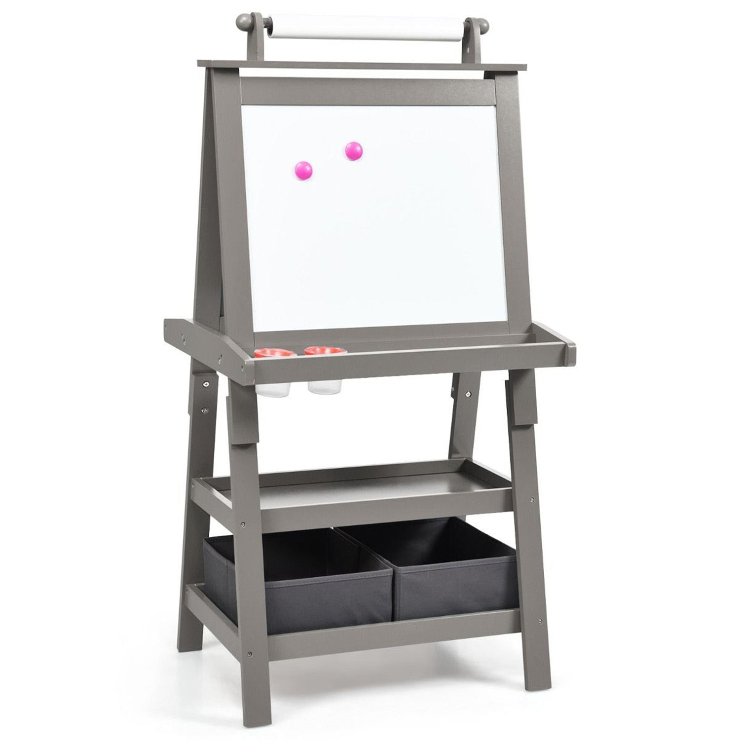 Children's Double Sided Easel with Whiteboard and Chalkboard Toy Art Set