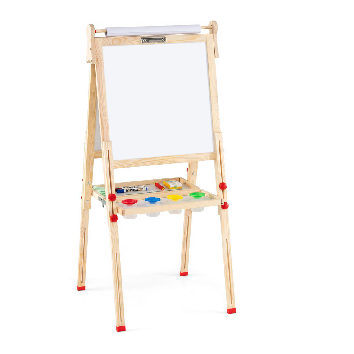 Art Easel with Paper Roll and Double Sided Adjustable Drawing Board for Kids