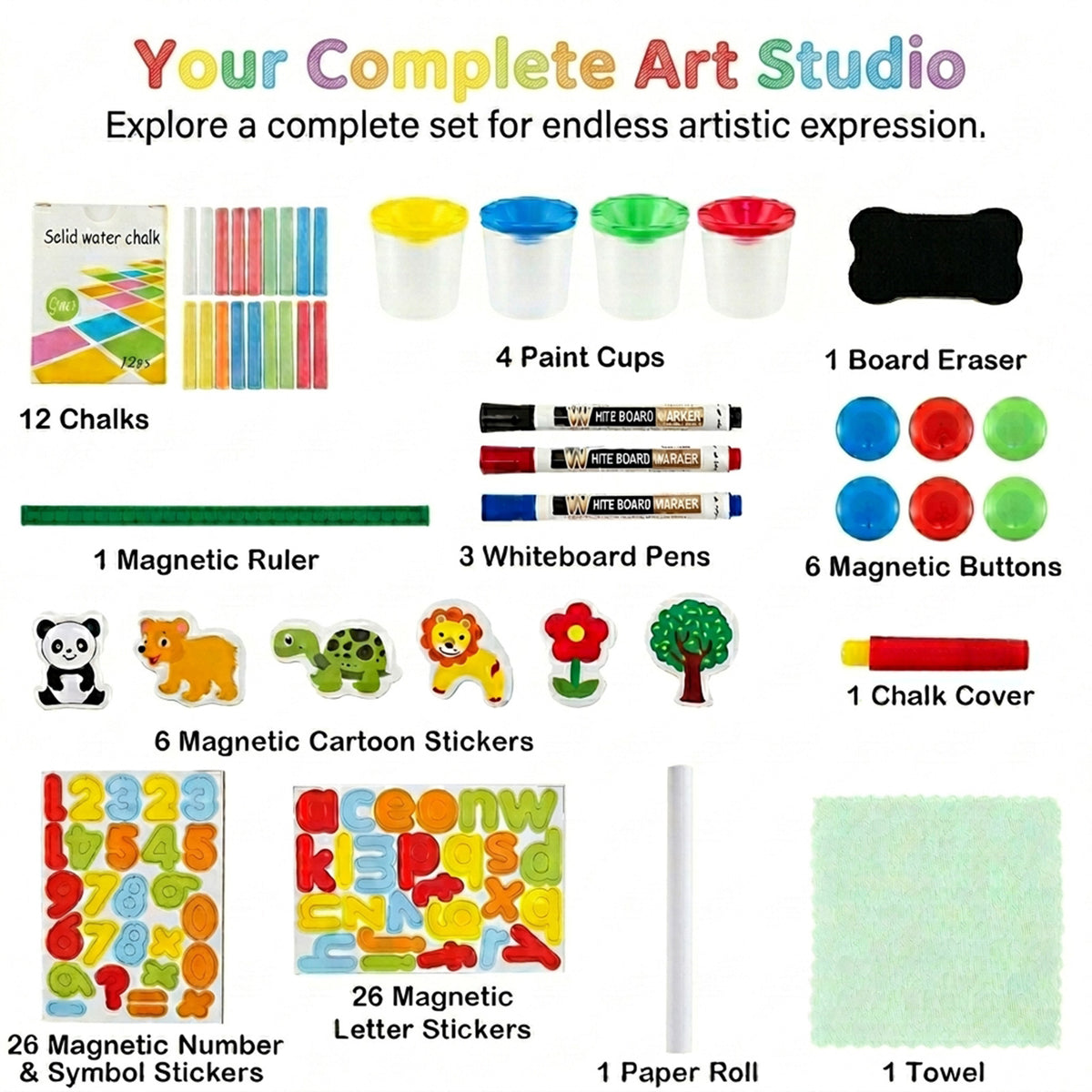 Art Easel with Paper Roll and Double Sided Adjustable Drawing Board for Kids