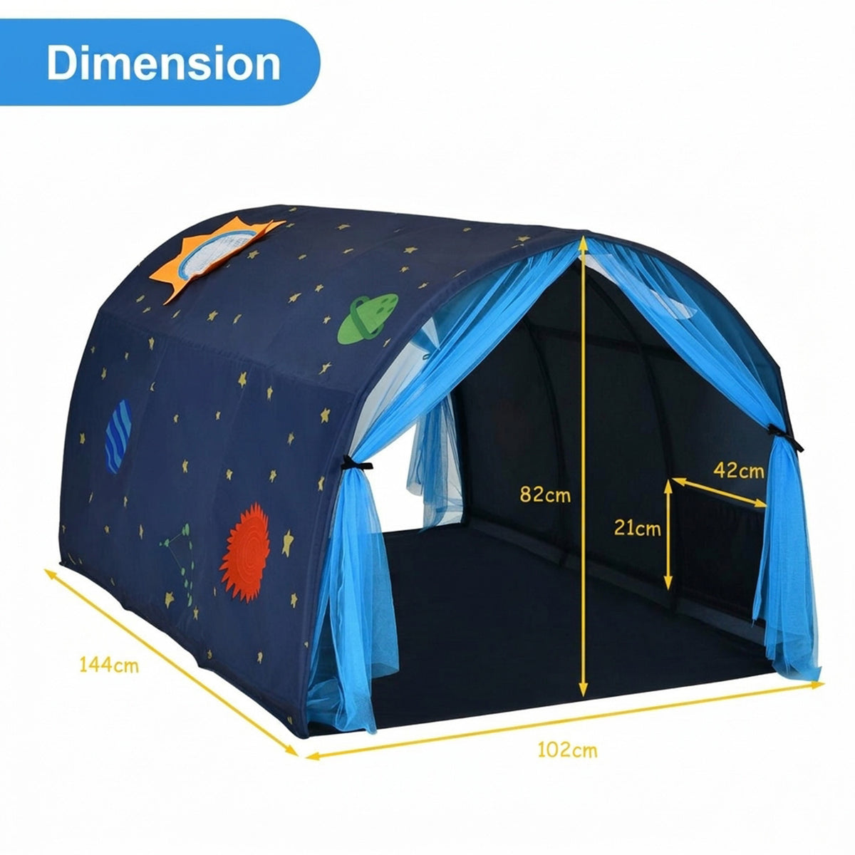 Kids Twin Sleeping Tent Playhouse with Carry Bag Indoor Outdoor Play Toy