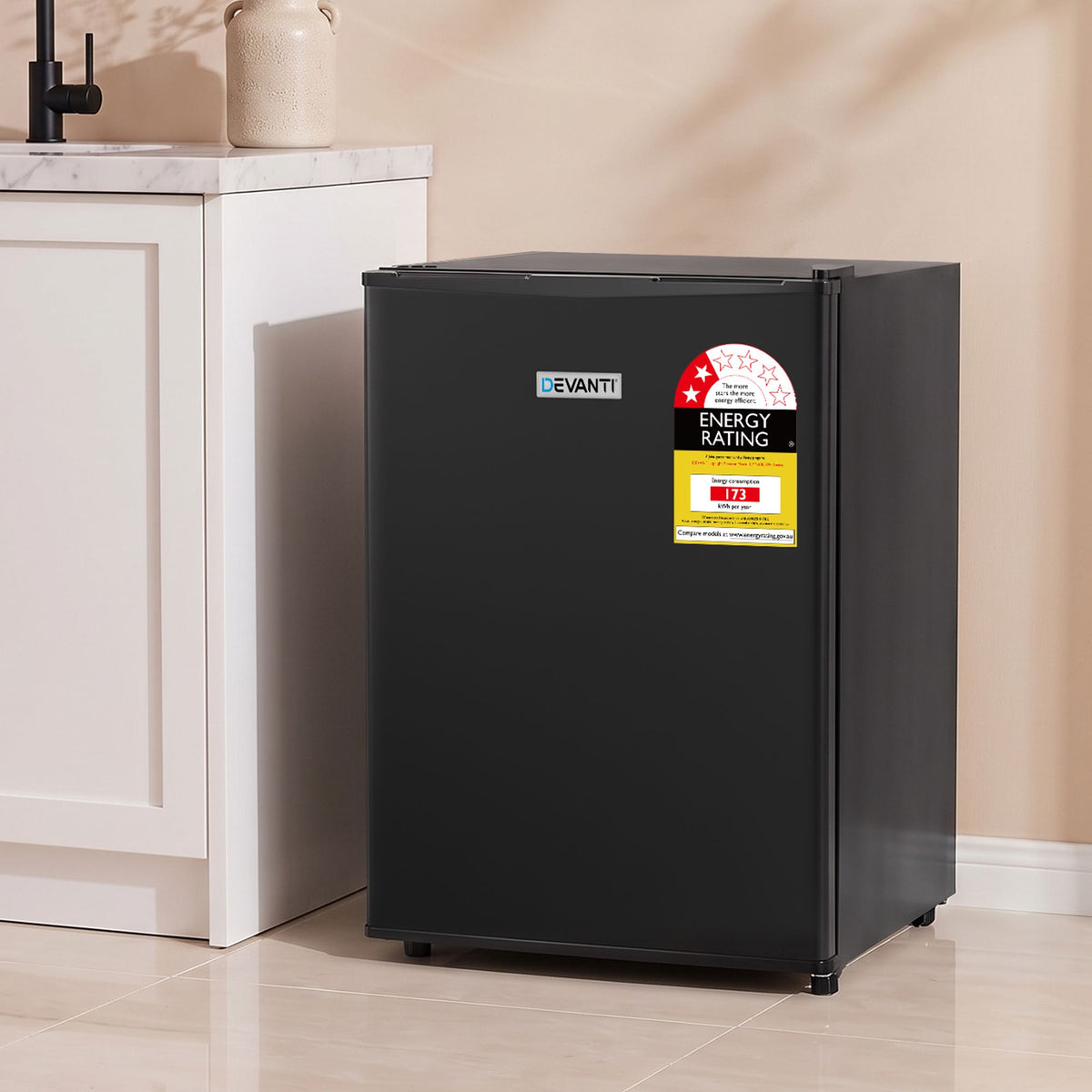 Devanti 42L Upright Freezer Fridge Fast Freezing Freon-Free Black