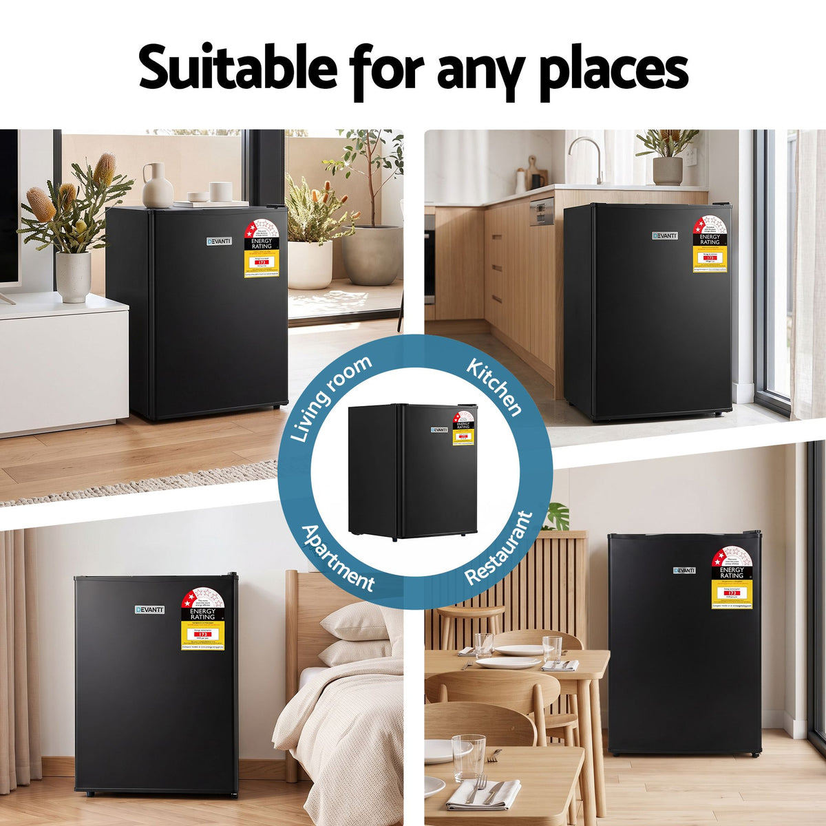 Devanti 42L Upright Freezer Fridge Fast Freezing Freon-Free Black