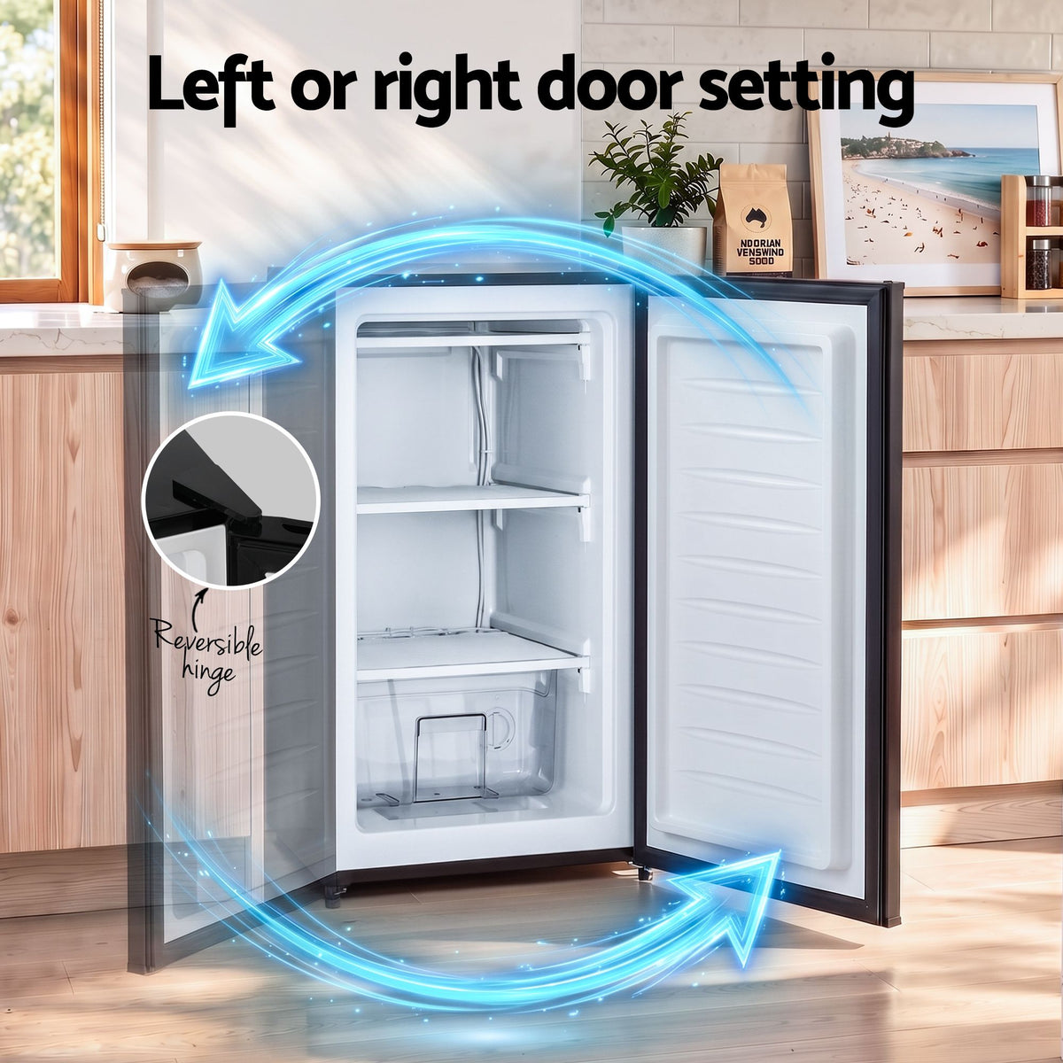 Devanti 81L Upright Freezer Fridge Fast-Freezing Adjustable Insulated Black