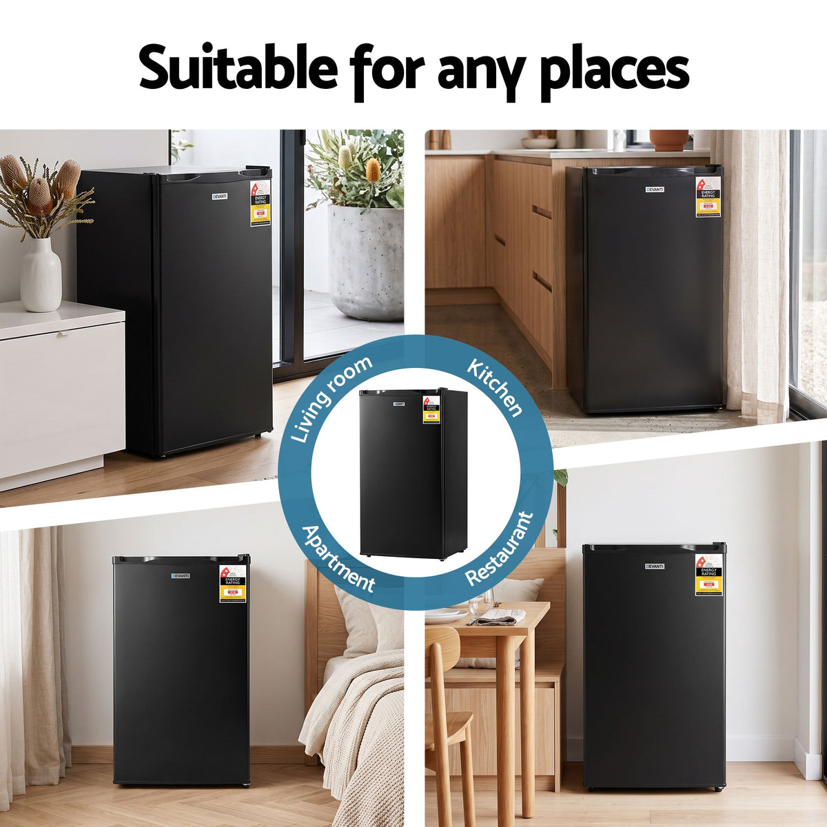 Devanti 81L Upright Freezer Fridge Fast-Freezing Adjustable Insulated Black