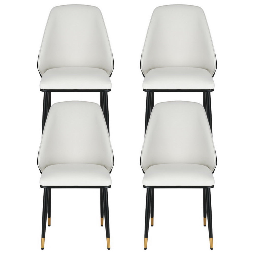 Artiss Dining Chairs Set of 4 Leather Seat Beige and Black