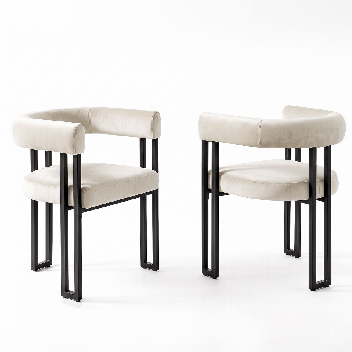 Artiss Chairs Set of 2 Velvet Upholstered Barrel Curved Armrests & Back Beige