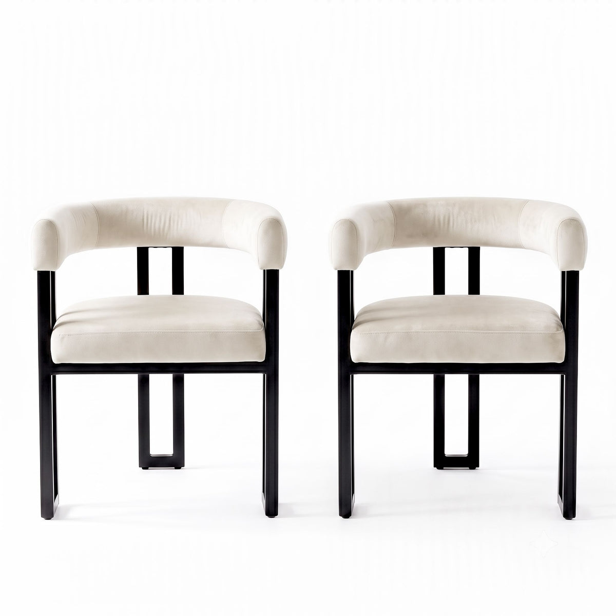 Artiss Chairs Set of 2 Velvet Upholstered Barrel Curved Armrests & Back Beige