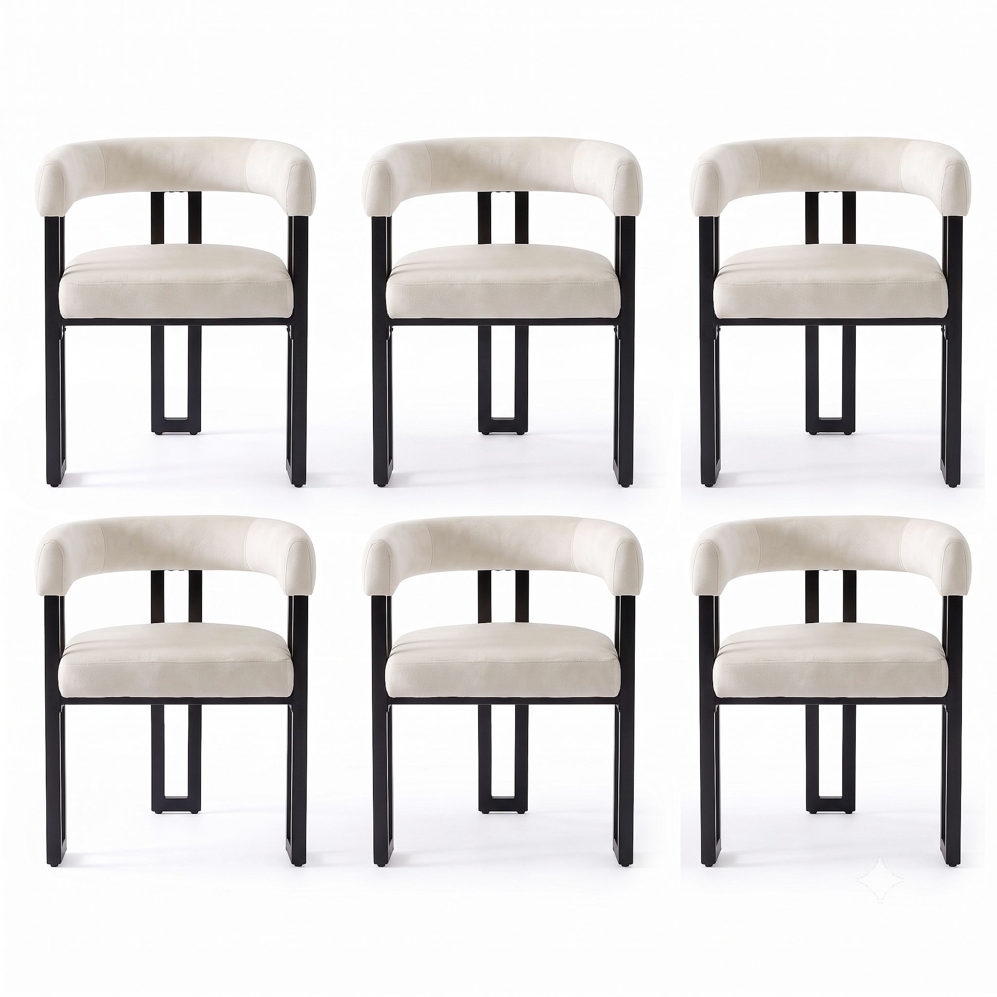 Artiss Chairs Set of 6 Velvet Upholstered Barrel Curved Armrests & Back Beige