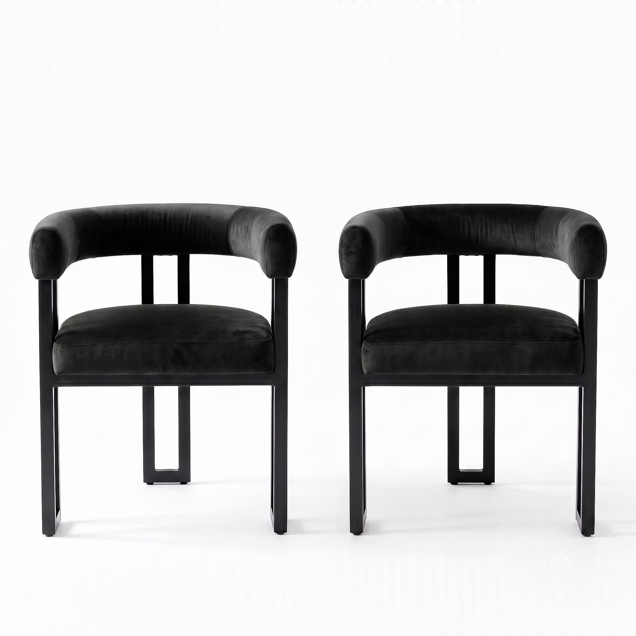 Artiss Chairs Set of 2 Velvet Upholstered Barrel Curved Armrests & Back Black