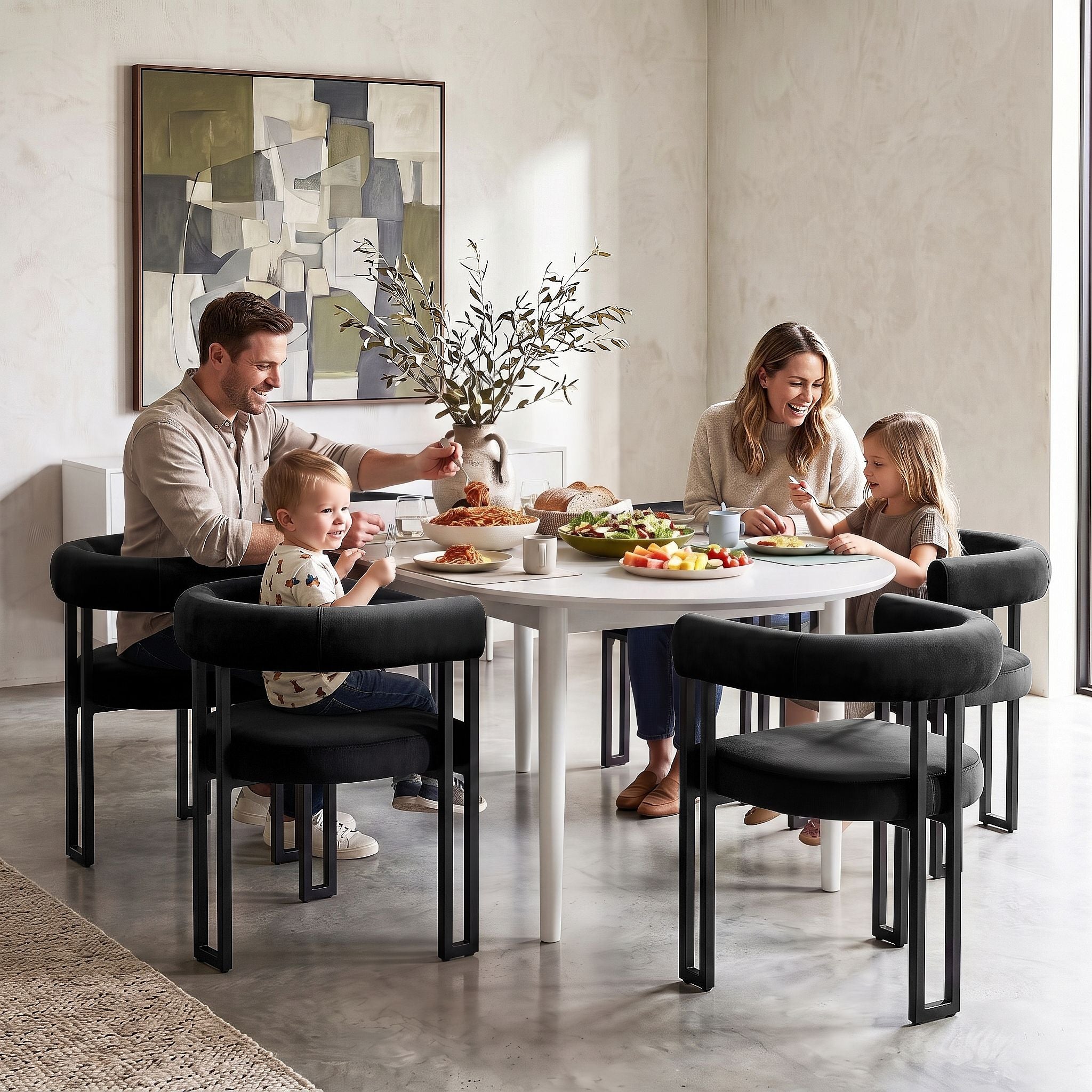 Artiss Chairs Set of 6 Velvet Upholstered Barrel Curved Armrests & Back Black