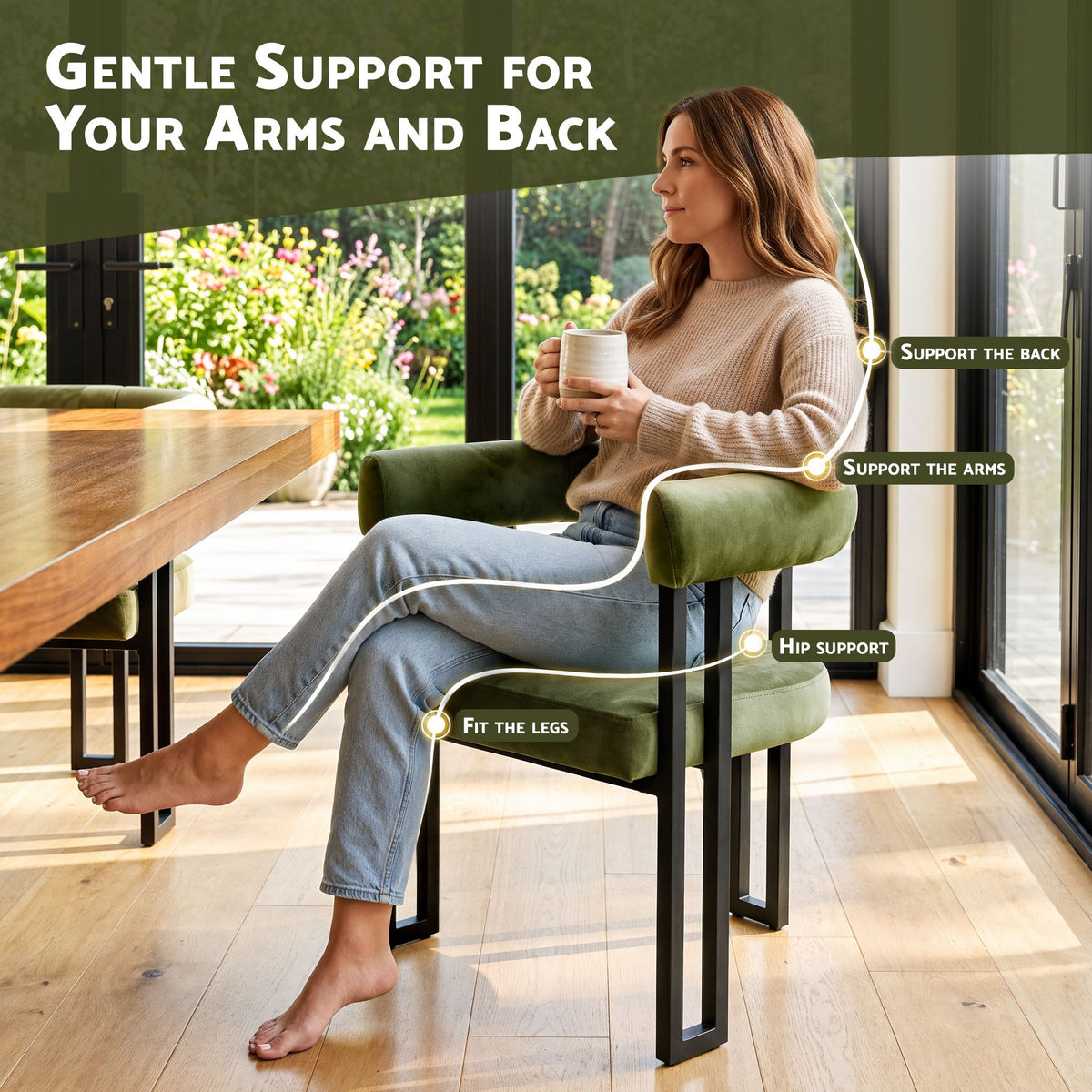 Artiss Chairs Set of 2 Velvet Upholstered Barrel Curved Armrests & Back Green