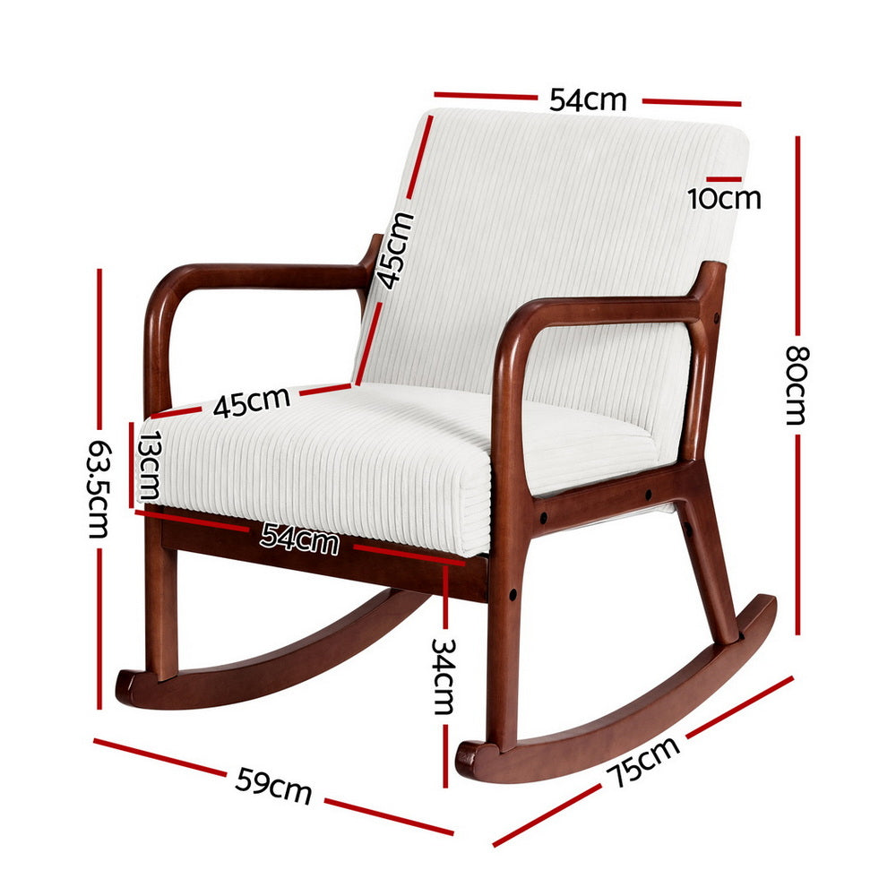 Artiss Rocking Armchair Nursing Chair Corduroy Beige