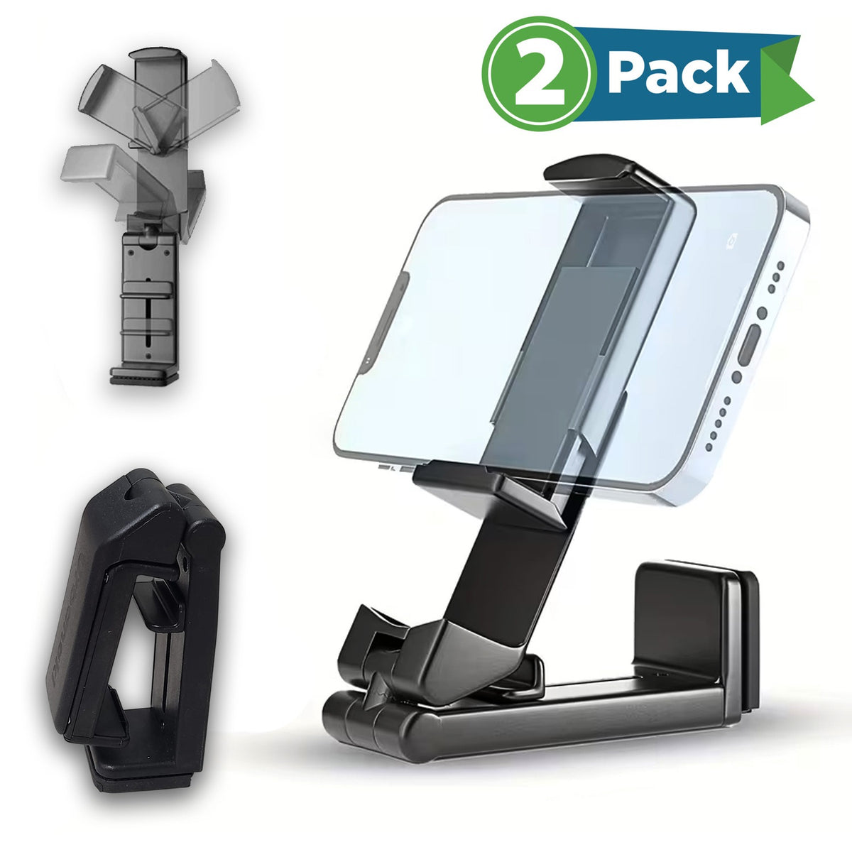 Urbanoki Airplane Phone Holder Mount 360° Rotation Stand Black Pack of 2