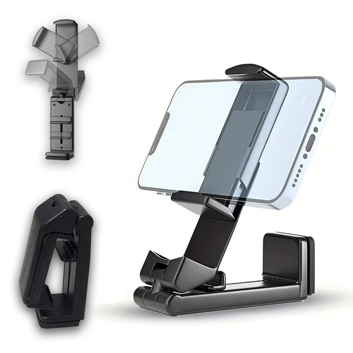 Urbanoki Airplane Phone Holder Mount 360° Rotation Stand for Travel Desk Black