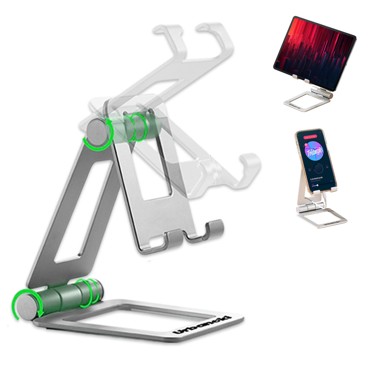 Urbanoki Portable Phone Tablet Stand Dual Folding Desk Travel Cradle Dock - Available in Two Colours