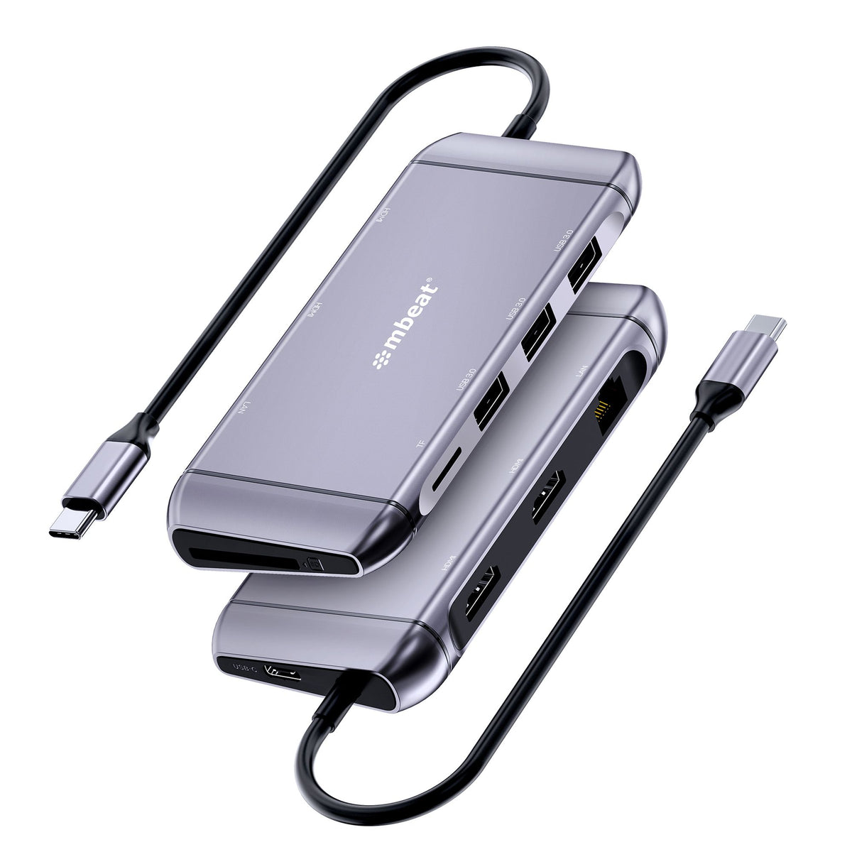mbeat Dual Display HDMI USB-C Multifunction Docking Station 2x 4K HDMI 100W Power Delivery 3x USB 3.0 MicroSD SD Card