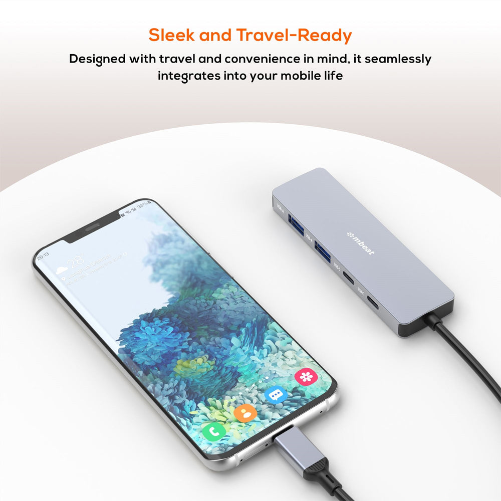 mbeat Elite 4 Port USB C Hub 10Gbps Gen 2 2 USB A 2 USB C Multiport Data Expansion Compact Travel Design