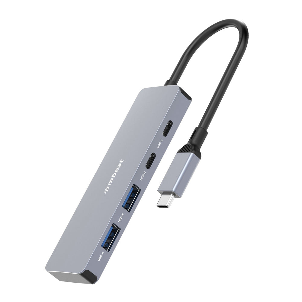mbeat Elite 4 Port USB C Hub 10Gbps Gen 2 2 USB A 2 USB C Multiport Data Expansion Compact Travel Design