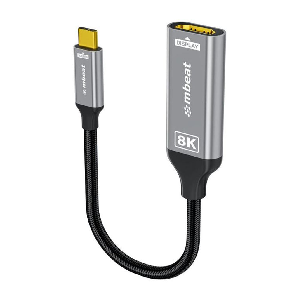 mbeat Tough Link 8K USB-C to HDMI Adapter 48Gbps HDMI 2.1 8K 60Hz 4K 120Hz Nylon Braided Aluminium Casing Space Grey