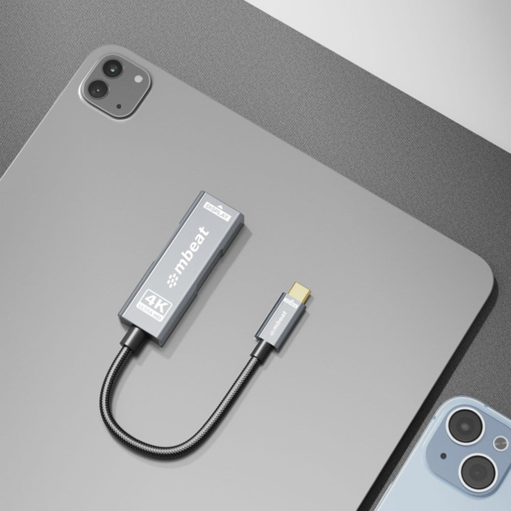 mbeat Tough Link USB-C to HDMI Adapter 100W PD Pass Through 4K 60Hz 2K 144Hz 1080p 240Hz Nylon Braided Space Grey