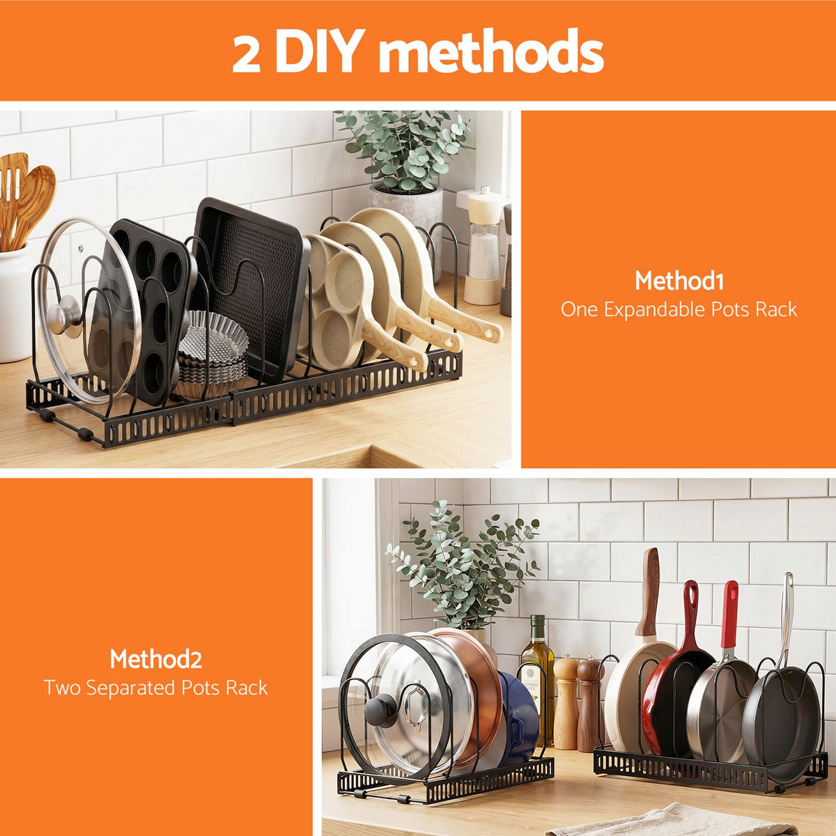 Artiss Expandable Pots and Pans Organizer Rack Kitchen Cabinet Holder